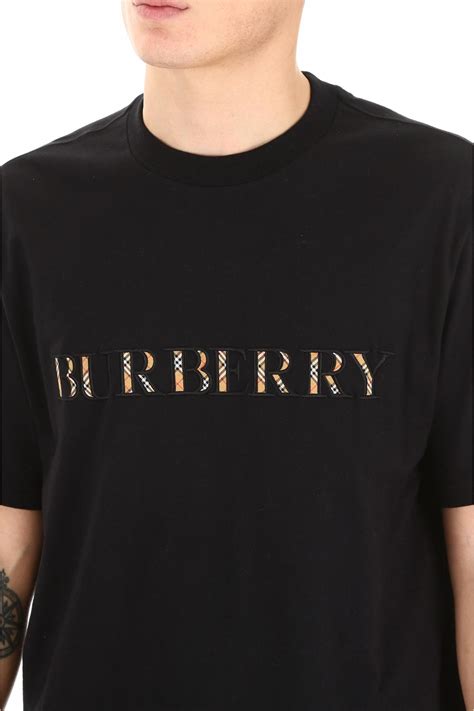 burberry men's crew neck jersey check graphic t shirt|Check Sleeve Cotton T.